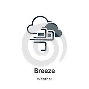 Breeze vector icon on white background. Flat vector breeze icon symbol sign from modern weather collection for mobile concept and