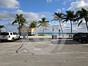 Breezy Key West beach seen from parking lot