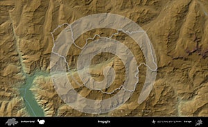 Bregaglia outlined, Switzerland. Physical