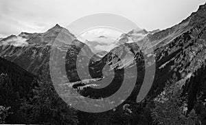 Bregaglia valley landscape scene from Malejo pass , Alps Switzerland Swiss