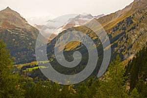 Bregaglia valley landscape scene from Malejo pass , Alps Switzerland Swiss