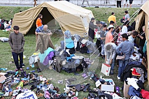 Syrian refugees at slovenian border