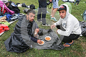 Syrian refugees at slovenian border