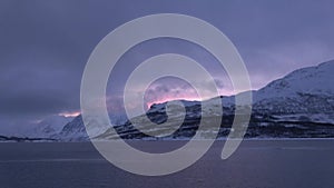 At the Breidvik ferry, Sogn og Fjordane, Norway, in winter