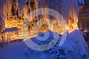 Breitach gorge in winter, illuminated