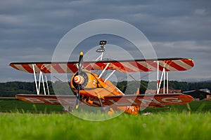 Breitling Wing walkers barnstorming flying display in vintage Boeing Stearman biplanes