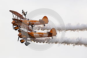 Breitling Wingwalkers & x28;AeroSuperBatics& x29; in Boeing-Stearman Model