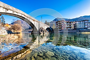 The Brembo river in the Brembana valley near the San Nicola bridge in San Pellegrino Terme