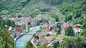 The brembo river crosses the tourist resort of the brembana valley San pellegrino terme