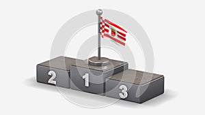 Bremen 3D waving flag illustration on winner podium.