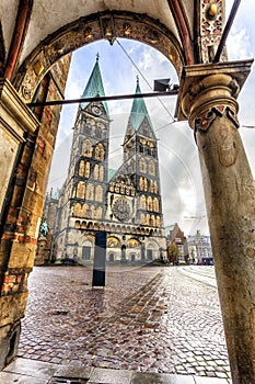 Bremen Cathedral church at market square, Germany