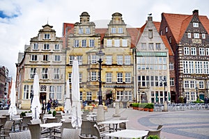 BREMEN, GERMANY - MARCH 23, 2016: Historic facades of houses on the Market Square