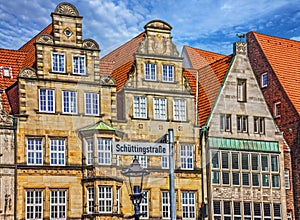 Bremen, Germany. Old town houses. Market square Marktplatz. St