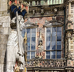 Bremen. Knight Roland statue on Marktplatz, Germany