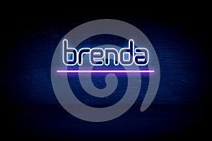 Brenda - blue neon announcement signboard photo