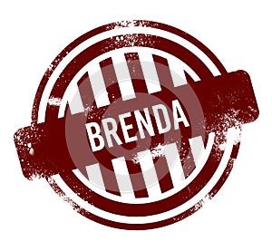 Brenda - red round grunge button, stamp photo