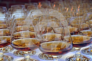 Brendy glasses filled with alcohol