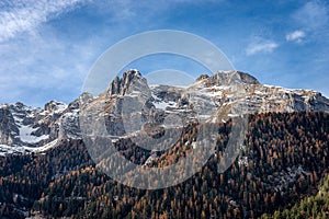 Brenta Dolomites seen from the Lake Tovel in winter - Trentino Alto Adige Italy