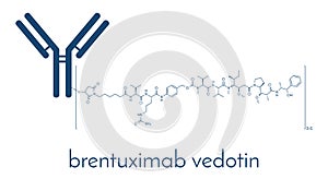 Brentuximab vedotin antibody-drug conjugate molecule. Consists of monoclonal antibody conjugated to 3-5 molecules of monomethyl.