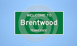 Brentwood, Tennessee city limit sign. Town sign from the USA.