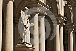 Brera Academy in Milan. A statue that adorns the courtyard. Arou