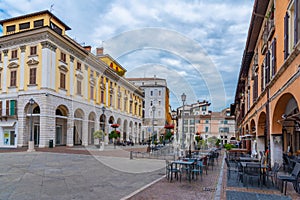 BRESCIA, ITALY, JULY 15, 2019: People are strolling on Piazza de