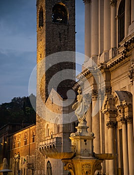 Brescia, Piazza del Duomo square. City landmark. Lombardy, Italy