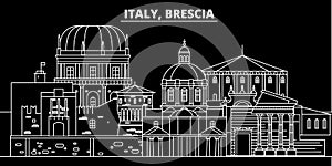 Brescia silhouette skyline. Italy - Brescia vector city, italian linear architecture, buildings. Brescia travel