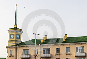 Brest, Belarus - 03.03.3024 - Clock tower in the center of the city. Urban