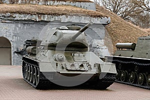 BREST, BELARUS - APRIL 5, 2018: Medium Tank T-34 in the museum