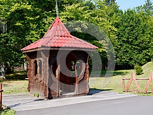 BREST, BELARUS - AUGUST 18, 2022: Belovezhskaya Pushcha. Summer residence of Father Frost