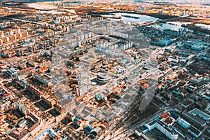 Brest, Belarus. Brest Cityscape Skyline In Spring Day. Bird's-eye View Of Residential Districts. Aerial View Of photo