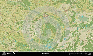 Brest District, Belarus. Topographic Humanitarian