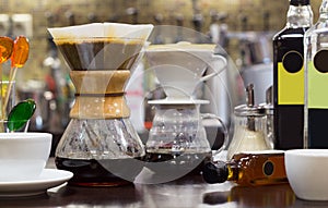 Brew coffee pour-over and chemex photo