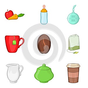 Brew icons set, cartoon style