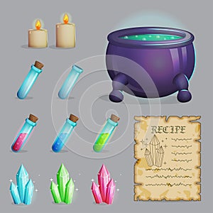 Brew a potion magic set of icons