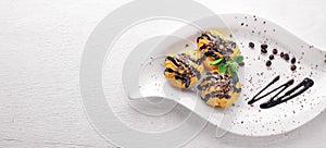 Brewed cakes On a wooden background. Top view