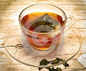 Brewed Green Tea Indicates Break Time And Beverage