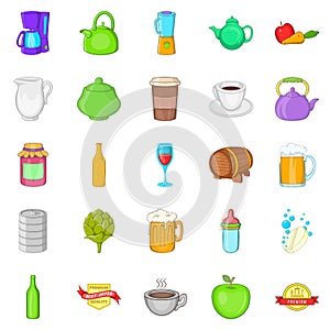 Breweries icons set, cartoon style