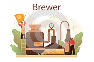 Brewery concept. Craft beer production, brewing process. draught