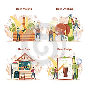 Brewery concept. Craft beer production, brewing process. draught beer