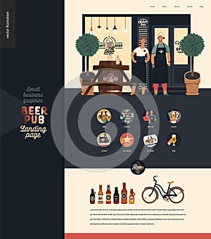 Brewery, craft beer pub - small business illustrations -landing page design template