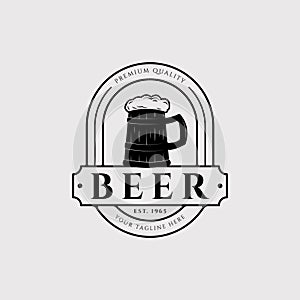brewery drink logo or beer mug symbol vector illustration design