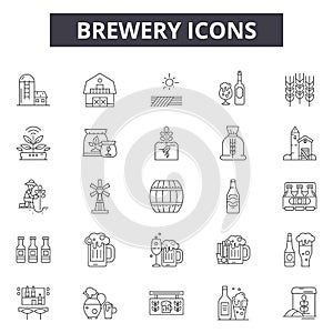 Brewery line icons, signs, vector set, linear concept, outline illustration