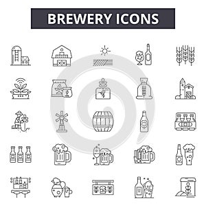 Brewery line icons, signs, vector set, outline illustration concept