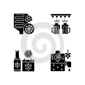 Brewery production black glyph icons set on white space