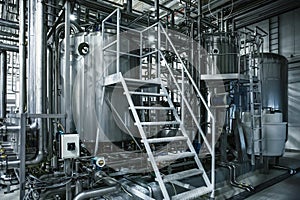 Brewery production steel tanks and pipes, machinery tools and vats, beer production