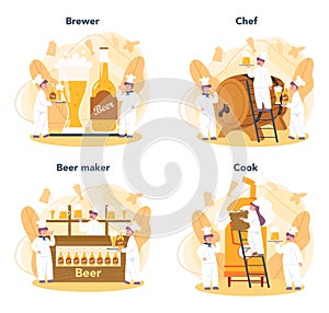 Brewery set. Craft beer production, brewing process. draught beer