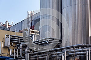 Brewery silos or tanks typically use for storing barley or fermented beer