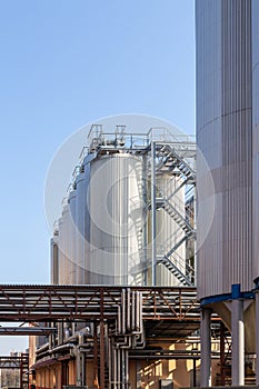 Brewery silos or tanks typically use for storing barley or fermented beer